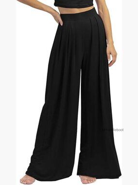 Wide Leg Palazzo Pants High Waisted Elastic Lounge Pants Comfy